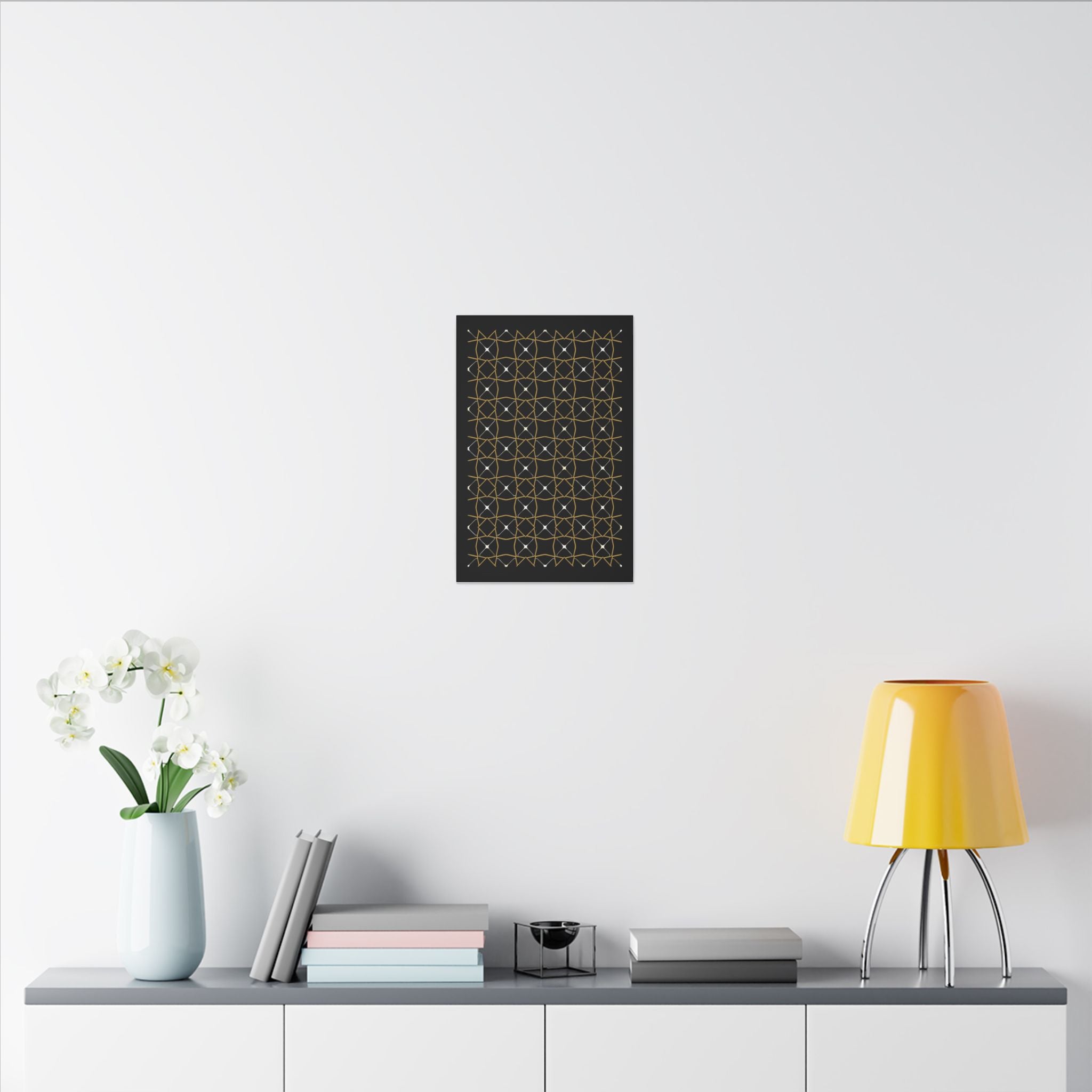 Islamic Canvas Wall Art, Zellige Tile Print, Gold Charcoal Muslim Decor, Moroccan Canvas, Nikah Wedding Gift, Ready to Hang