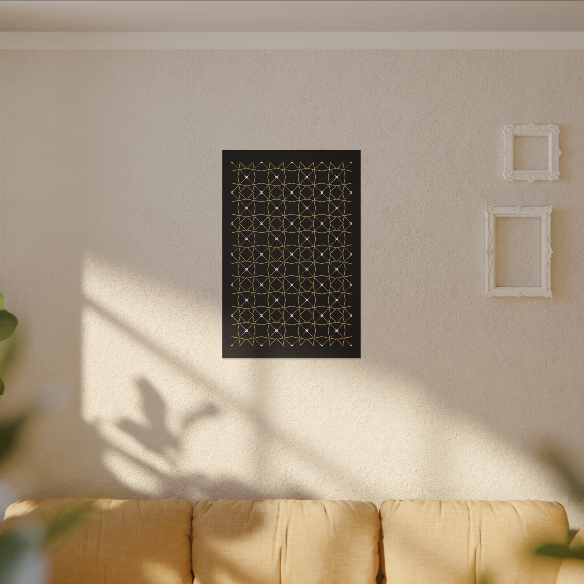 Islamic Canvas Wall Art, Zellige Tile Print, Gold Charcoal Muslim Decor, Moroccan Canvas, Nikah Wedding Gift, Ready to Hang