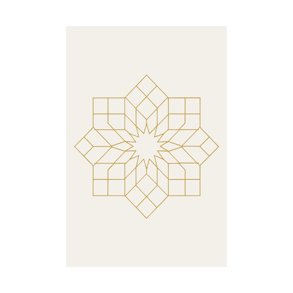Islamic Wall Art, Geometric Girih Star Print, Gold Muslim Home Decor, Arabic Art Poster, Eid Ramadan Gift, Unframed Matte Print