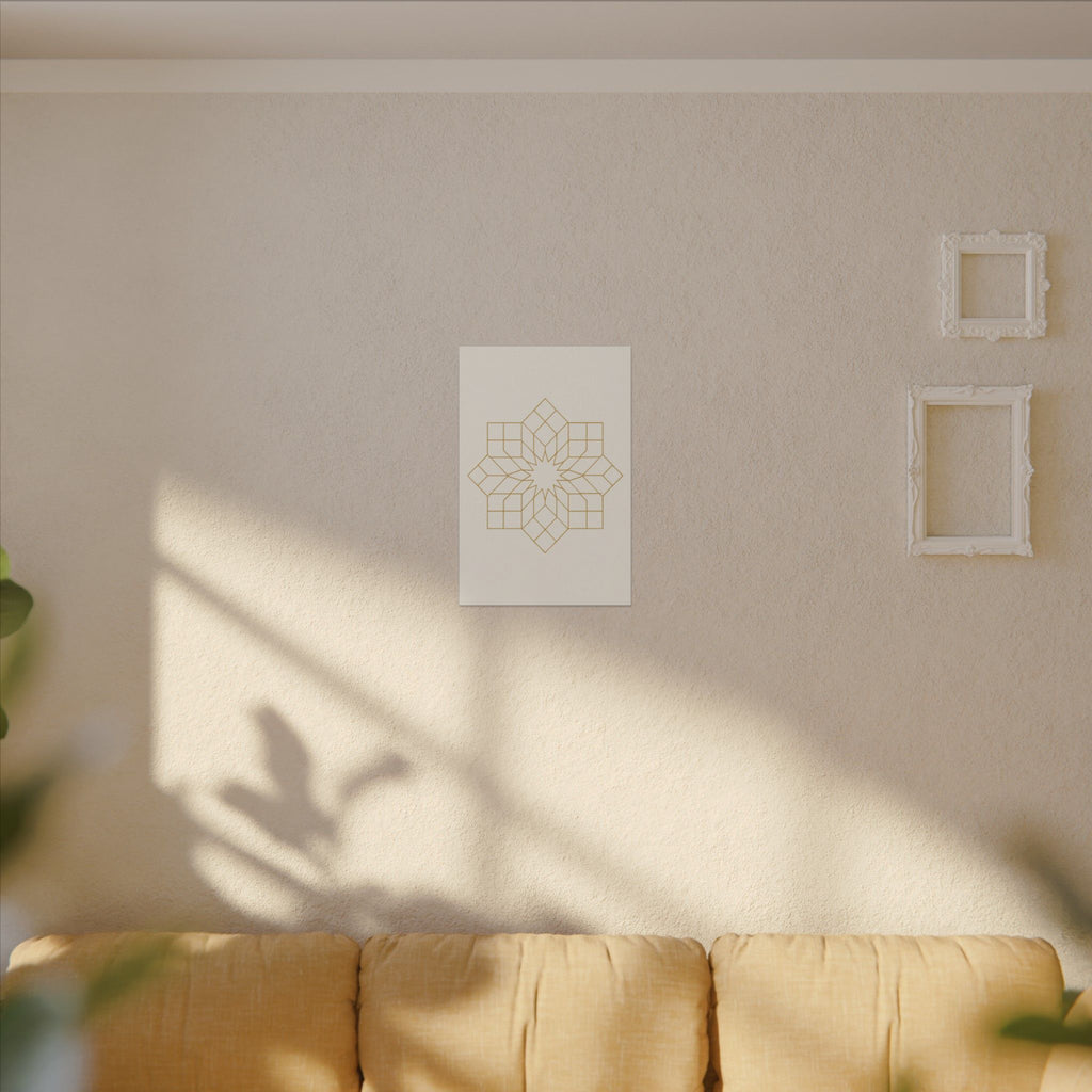 Islamic Canvas Wall Art, Girih Star Pattern, Gold Muslim Home Decor, Arabic Canvas Print, Nikah Wedding Gift, Ready to Hang