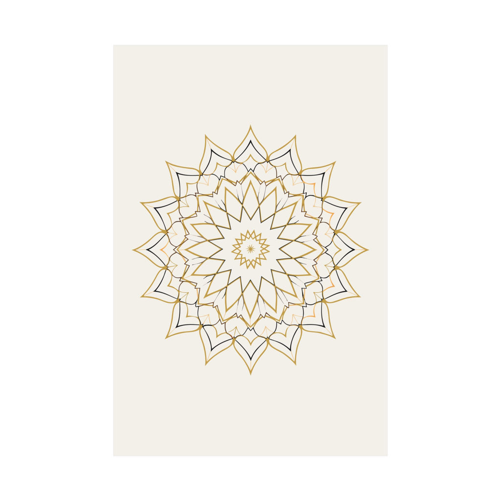 Islamic Wall Art, Geometric Rosette Print, Gold Muslim Home Decor, Arabic Art Poster, Eid Ramadan Gift, Unframed Matte Print