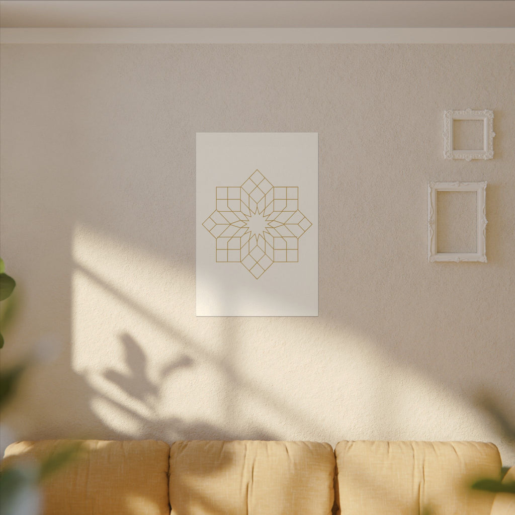 Islamic Canvas Wall Art, Girih Star Pattern, Gold Muslim Home Decor, Arabic Canvas Print, Nikah Wedding Gift, Ready to Hang