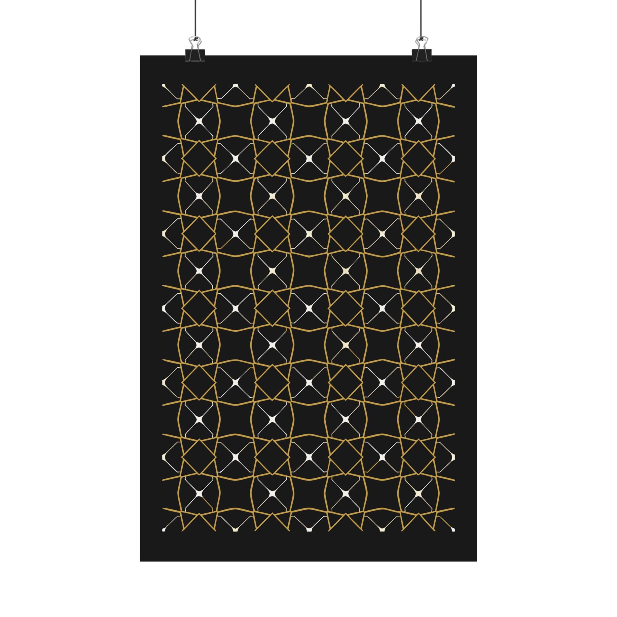 Islamic Wall Art, Zellige Tile Print, Gold Charcoal Muslim Home Decor, Moroccan Art Poster, Eid Ramadan Gift, Matte Print