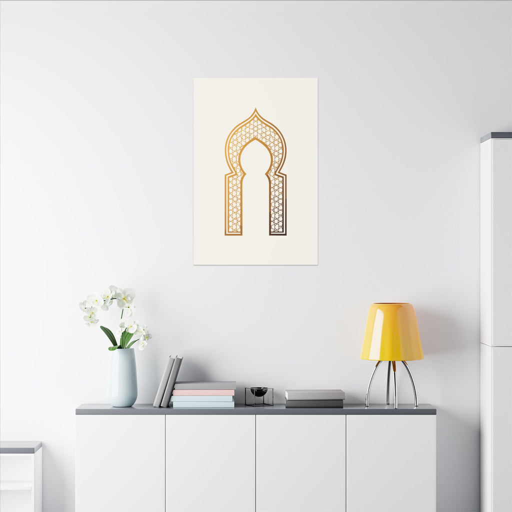 Islamic Canvas Wall Art, Mihrab Arch Print, Gold Muslim Home Decor, Arabic Canvas Print, Nikah Wedding Gift, Ready to Hang