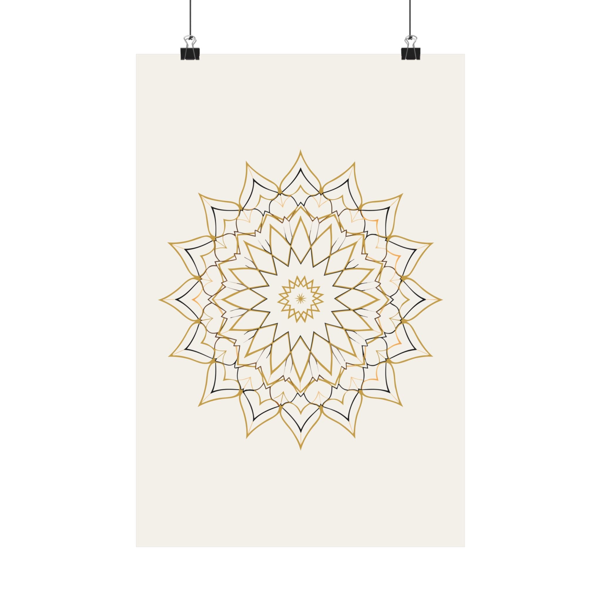 Islamic Wall Art, Geometric Rosette Print, Gold Muslim Home Decor, Arabic Art Poster, Eid Ramadan Gift, Unframed Matte Print