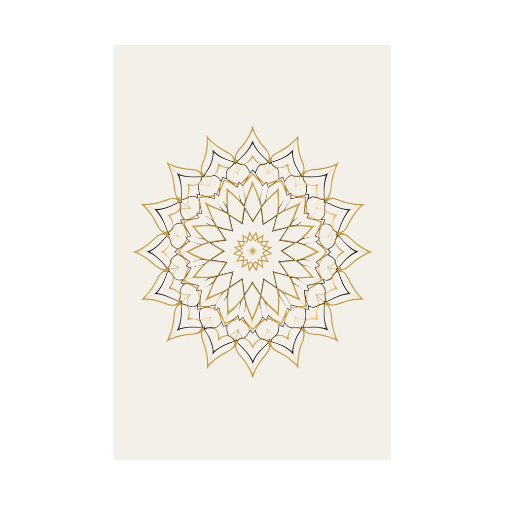 Islamic Wall Art, Geometric Rosette Print, Gold Muslim Home Decor, Arabic Art Poster, Eid Ramadan Gift, Unframed Matte Print