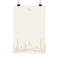 Islamic Wall Art, Mosque Skyline Print, Gold Muslim Home Decor, Minimalist Arabic Poster, Eid Ramadan Gift, Unframed Matte Print