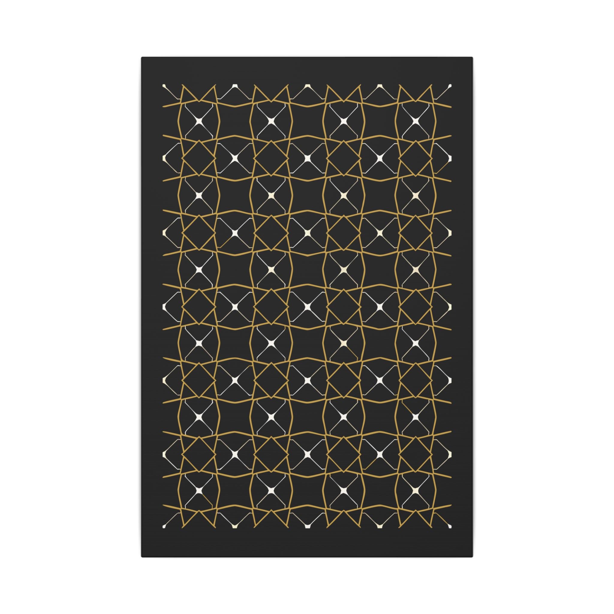 Islamic Canvas Wall Art, Zellige Tile Print, Gold Charcoal Muslim Decor, Moroccan Canvas, Nikah Wedding Gift, Ready to Hang