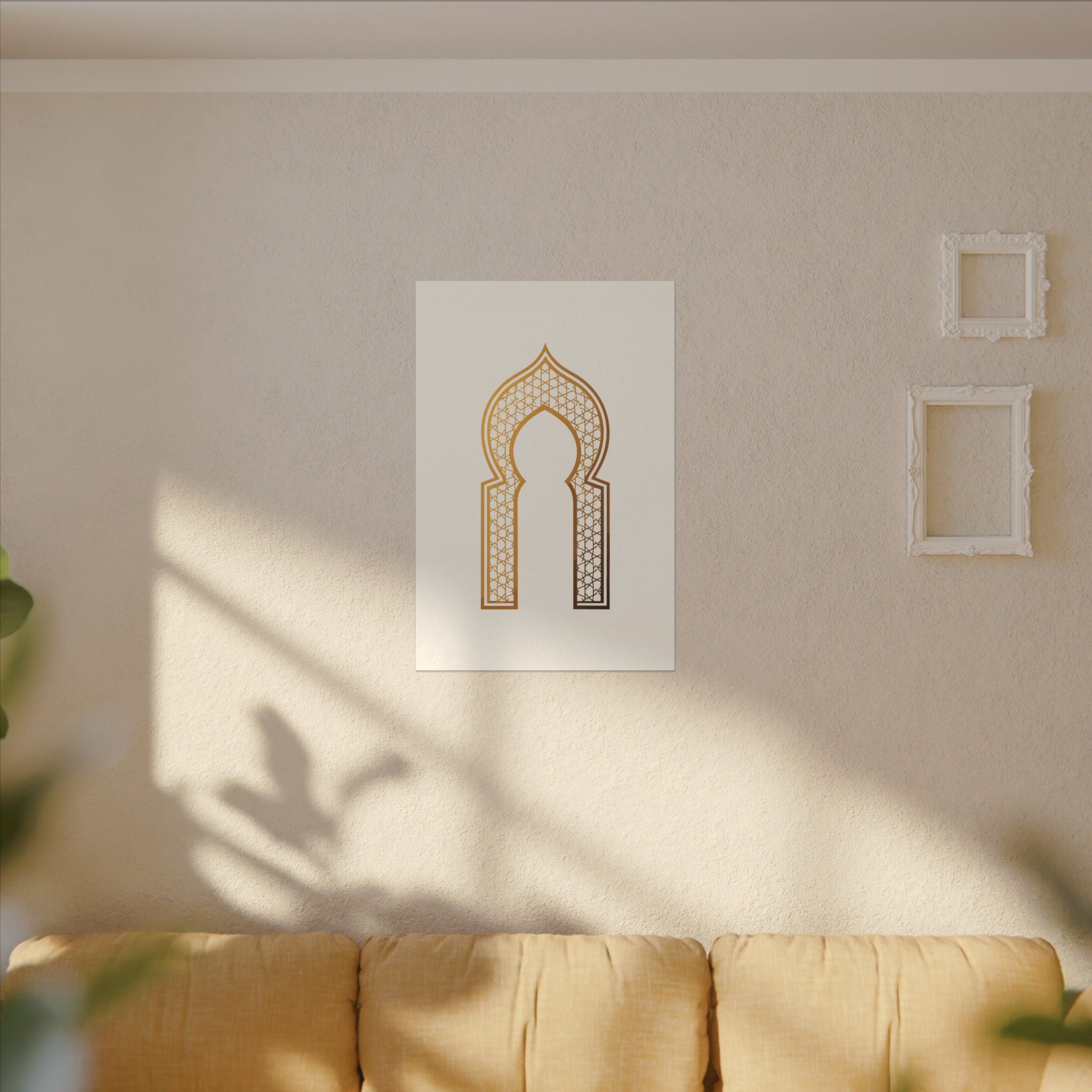 Islamic Canvas Wall Art, Mihrab Arch Print, Gold Muslim Home Decor, Arabic Canvas Print, Nikah Wedding Gift, Ready to Hang