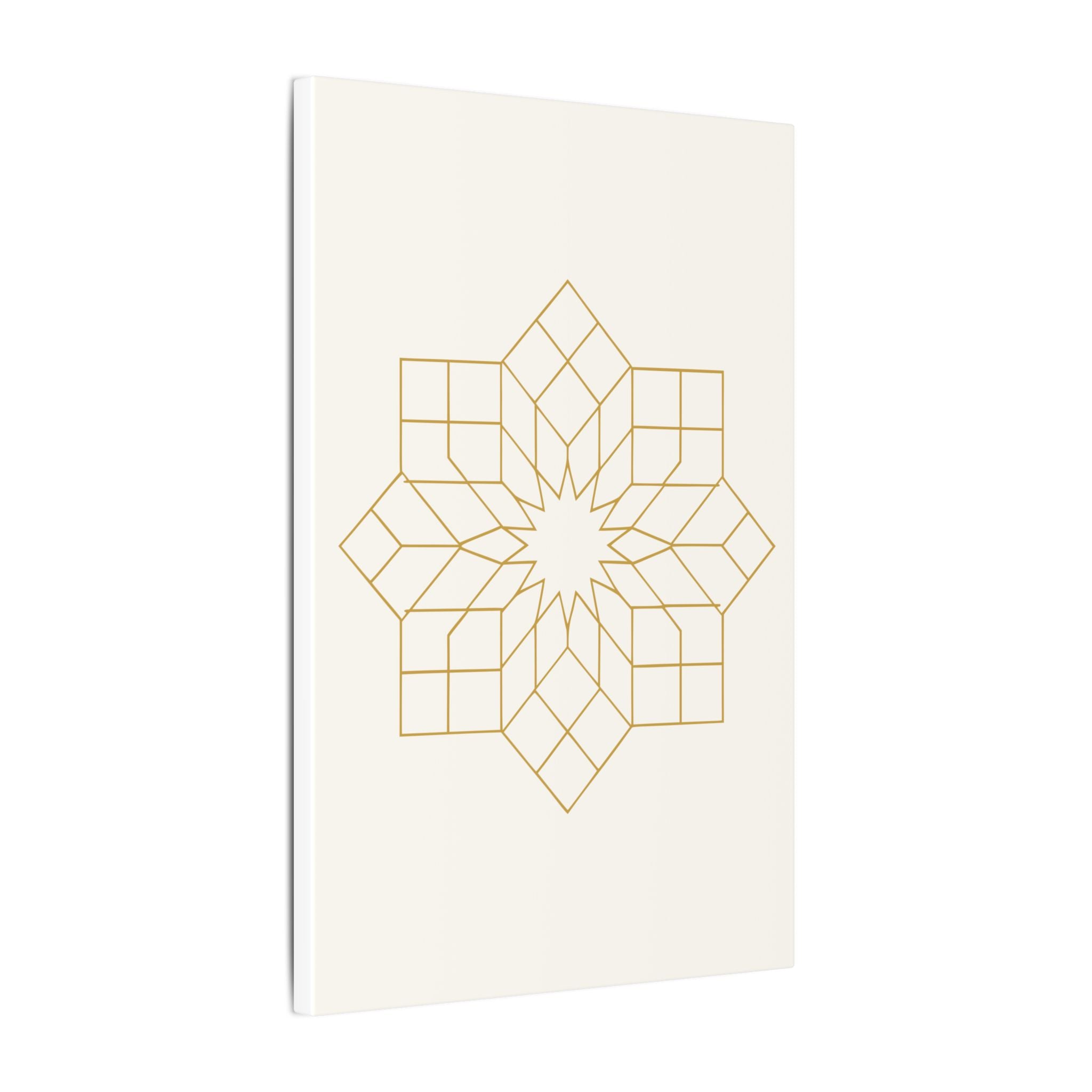 Islamic Canvas Wall Art, Girih Star Pattern, Gold Muslim Home Decor, Arabic Canvas Print, Nikah Wedding Gift, Ready to Hang