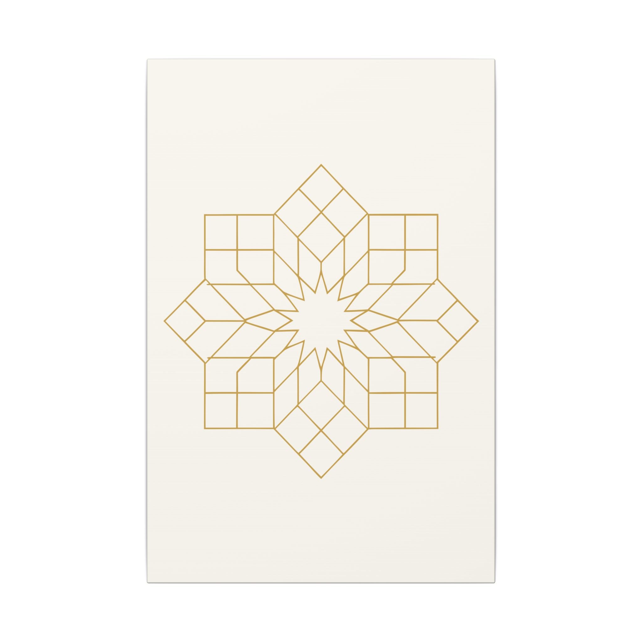 Islamic Canvas Wall Art, Girih Star Pattern, Gold Muslim Home Decor, Arabic Canvas Print, Nikah Wedding Gift, Ready to Hang