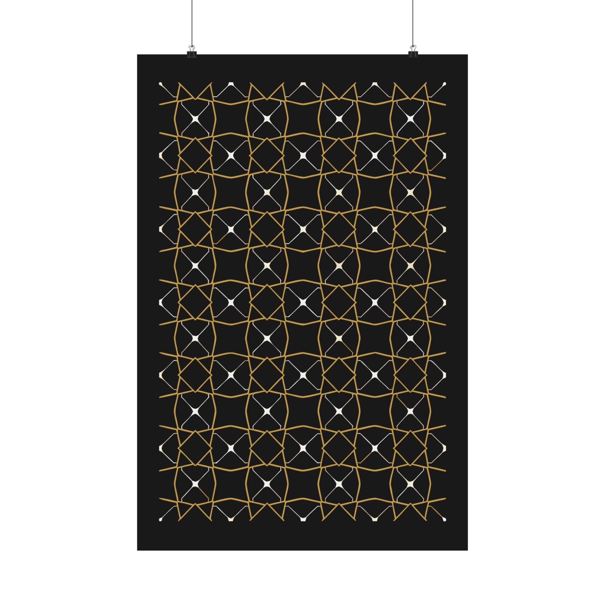 Islamic Wall Art, Zellige Tile Print, Gold Charcoal Muslim Home Decor, Moroccan Art Poster, Eid Ramadan Gift, Matte Print