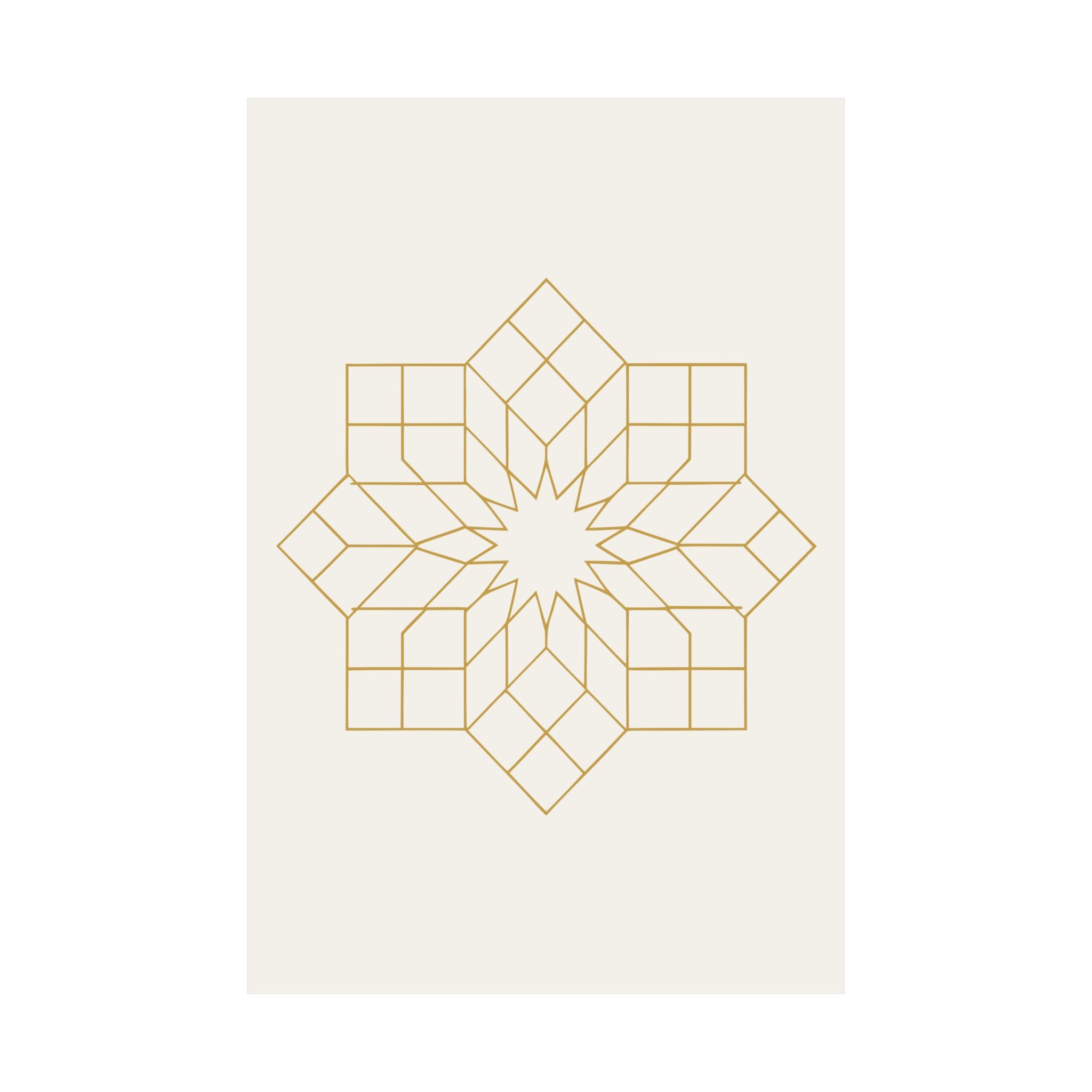 Islamic Wall Art, Geometric Girih Star Print, Gold Muslim Home Decor, Arabic Art Poster, Eid Ramadan Gift, Unframed Matte Print