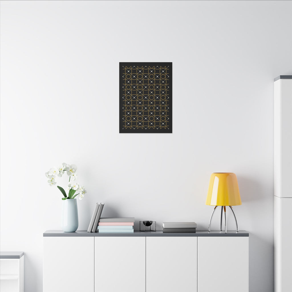 Islamic Canvas Wall Art, Zellige Tile Print, Gold Charcoal Muslim Decor, Moroccan Canvas, Nikah Wedding Gift, Ready to Hang