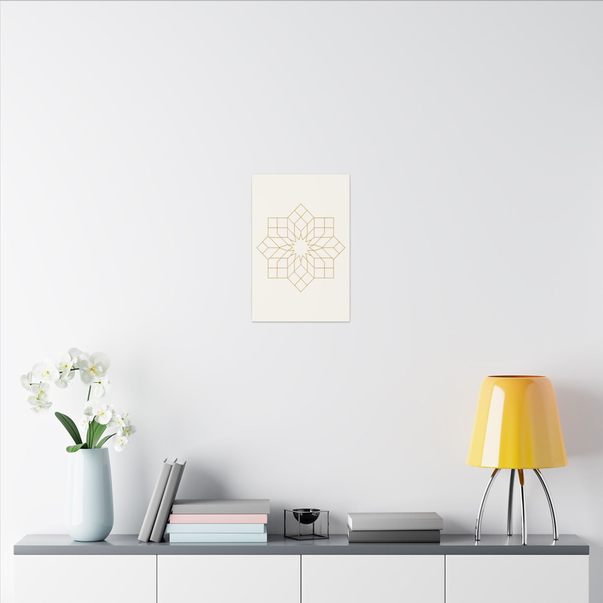 Islamic Canvas Wall Art, Girih Star Pattern, Gold Muslim Home Decor, Arabic Canvas Print, Nikah Wedding Gift, Ready to Hang