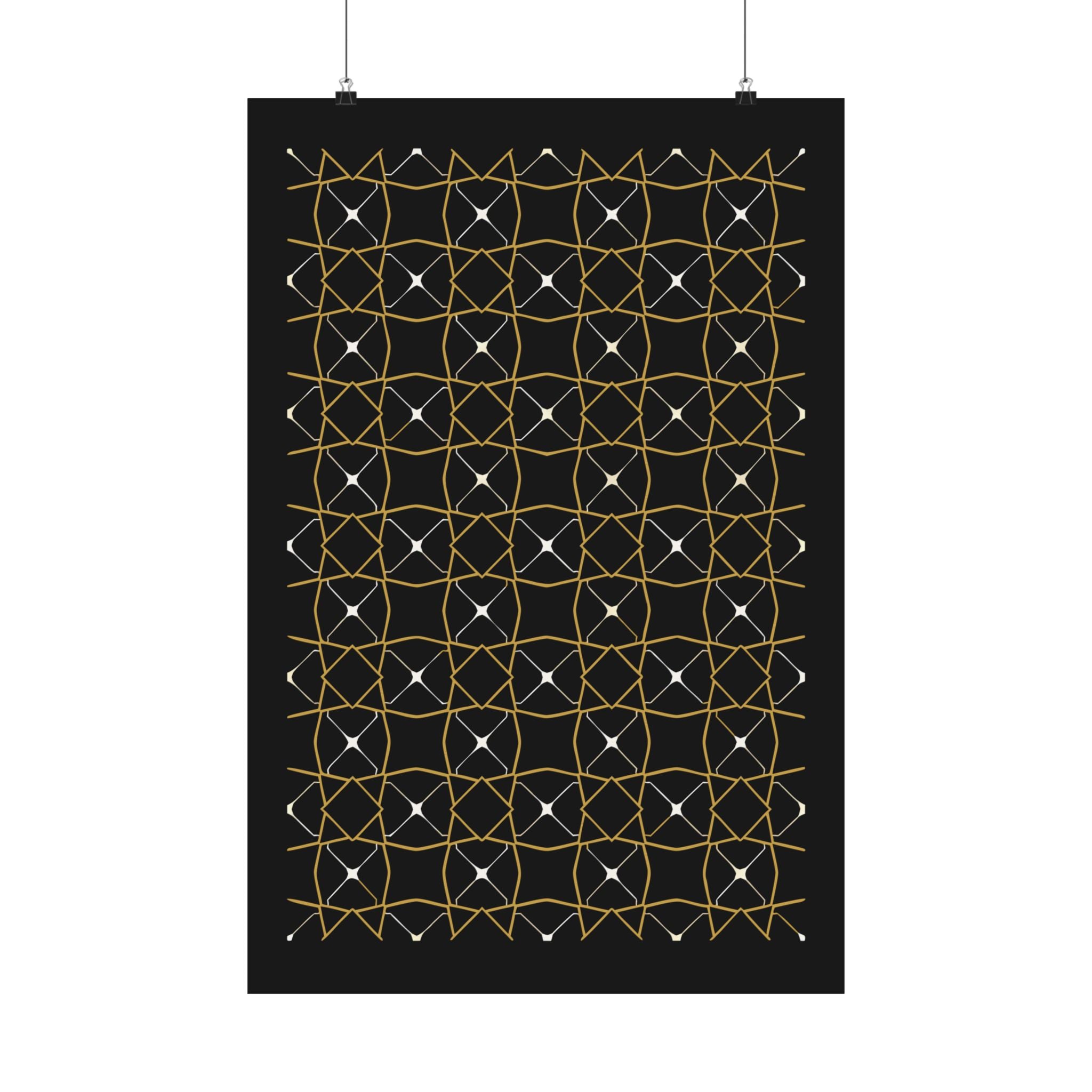 Islamic Wall Art, Zellige Tile Print, Gold Charcoal Muslim Home Decor, Moroccan Art Poster, Eid Ramadan Gift, Matte Print