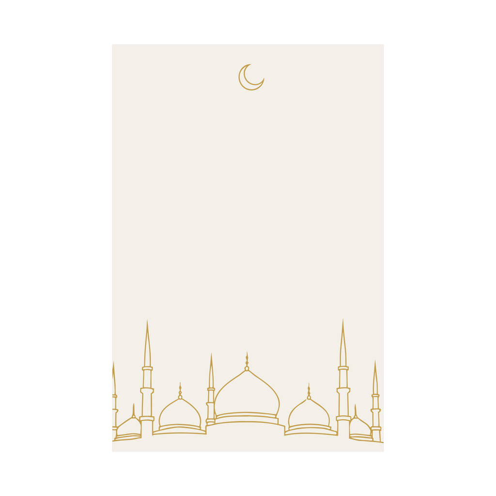 Islamic Wall Art, Mosque Skyline Print, Gold Muslim Home Decor, Minimalist Arabic Poster, Eid Ramadan Gift, Unframed Matte Print