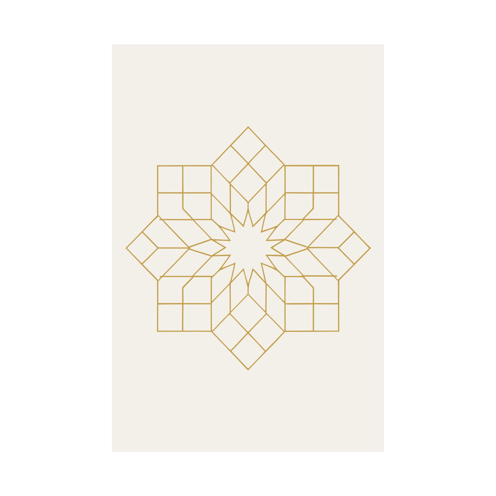 Islamic Wall Art, Geometric Girih Star Print, Gold Muslim Home Decor, Arabic Art Poster, Eid Ramadan Gift, Unframed Matte Print