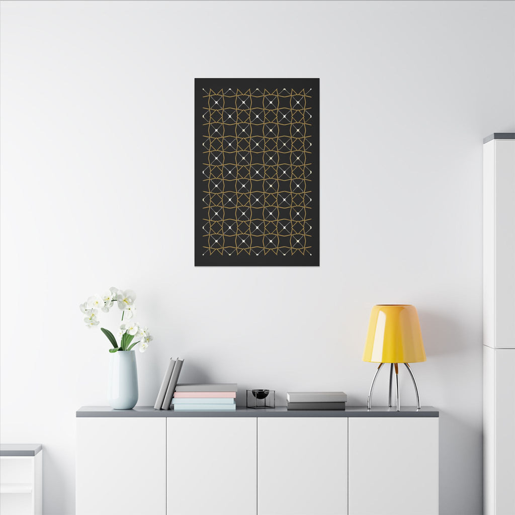 Islamic Canvas Wall Art, Zellige Tile Print, Gold Charcoal Muslim Decor, Moroccan Canvas, Nikah Wedding Gift, Ready to Hang
