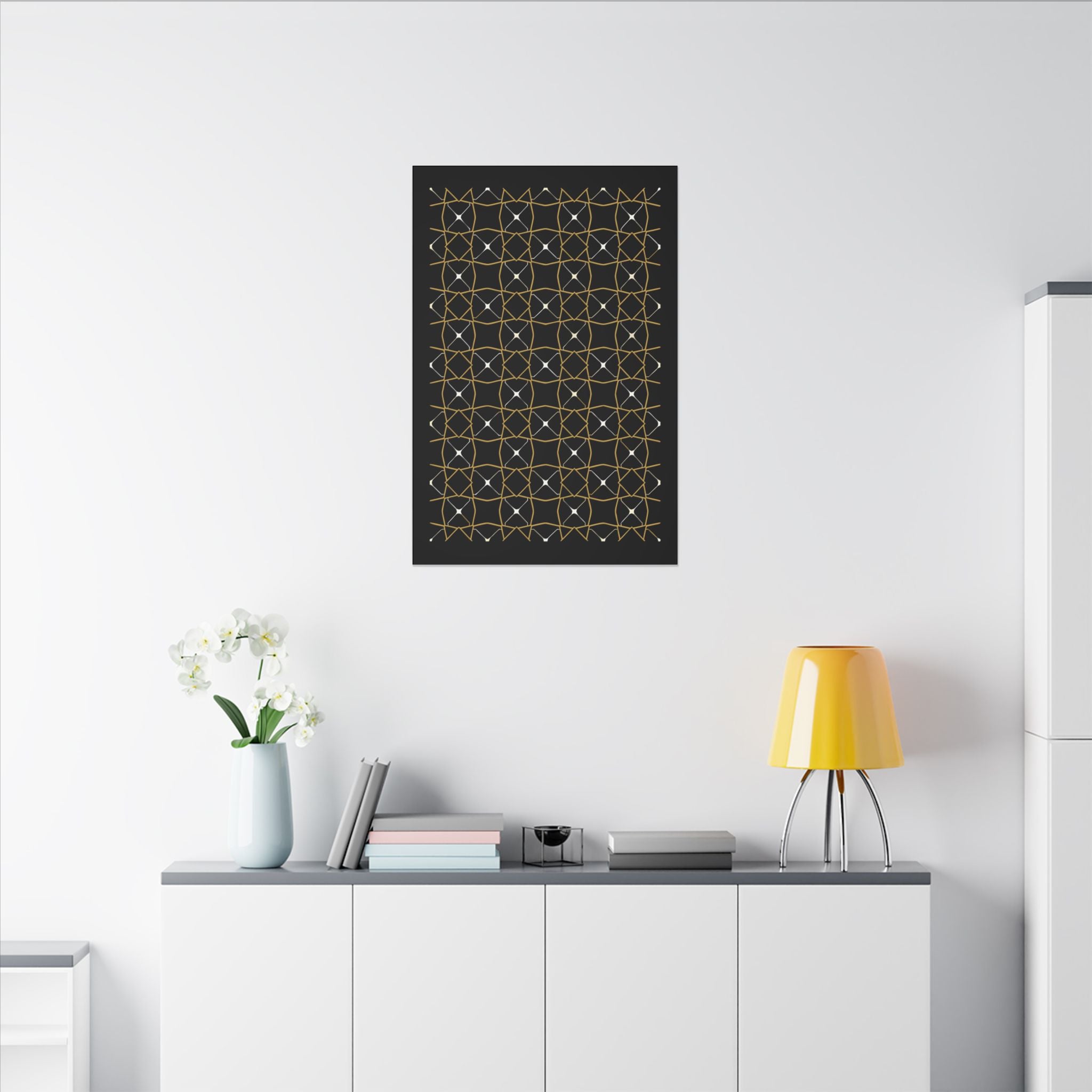 Islamic Canvas Wall Art, Zellige Tile Print, Gold Charcoal Muslim Decor, Moroccan Canvas, Nikah Wedding Gift, Ready to Hang