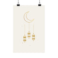 Islamic Wall Art, Crescent Moon Lantern Print, Gold Muslim Home Decor, Ramadan Decor Poster, Eid Gift, Unframed Matte Print