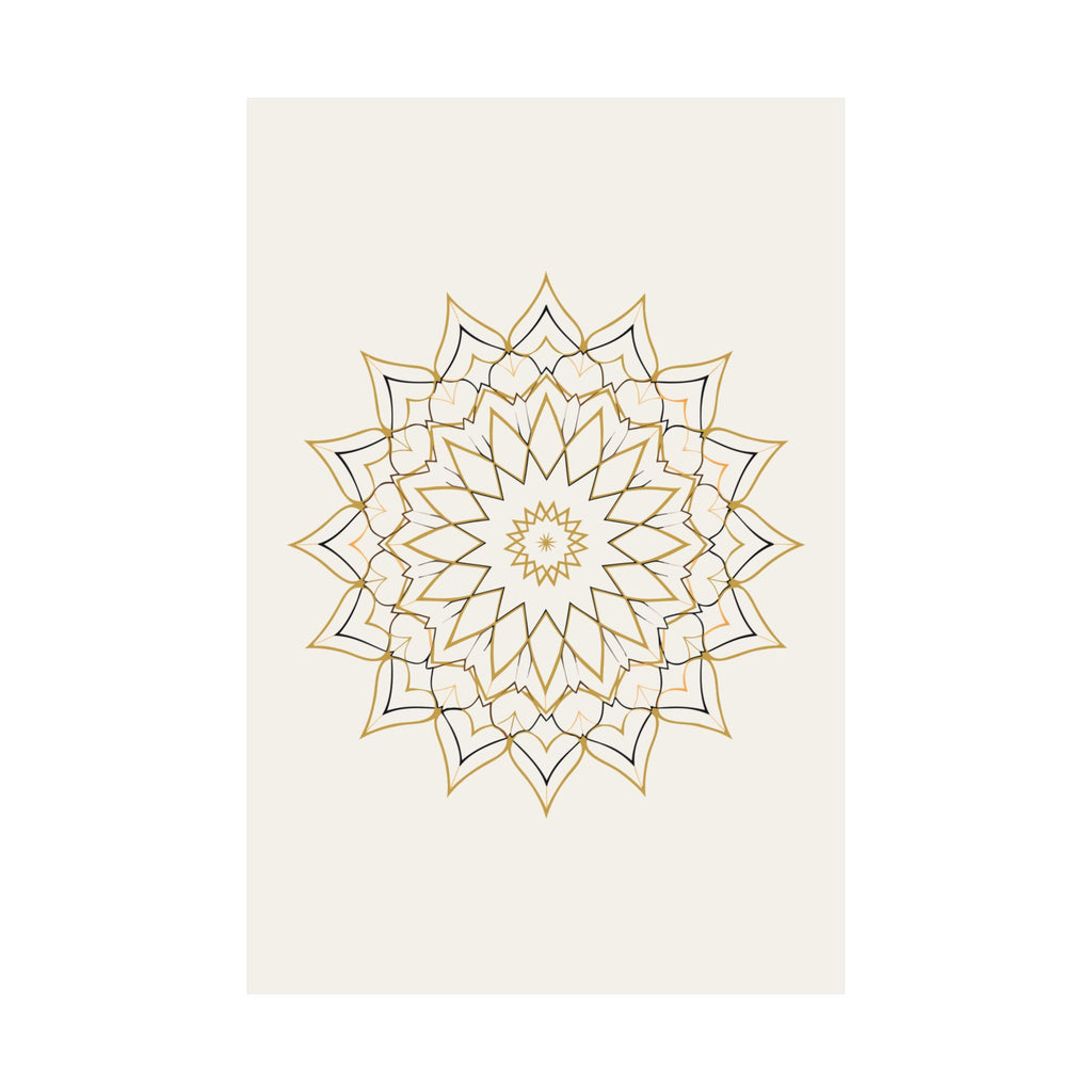 Islamic Wall Art, Geometric Rosette Print, Gold Muslim Home Decor, Arabic Art Poster, Eid Ramadan Gift, Unframed Matte Print