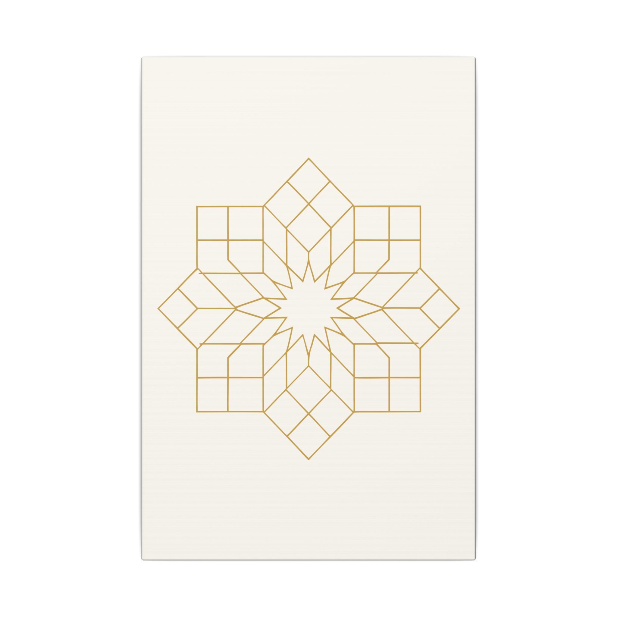 Islamic Canvas Wall Art, Girih Star Pattern, Gold Muslim Home Decor, Arabic Canvas Print, Nikah Wedding Gift, Ready to Hang