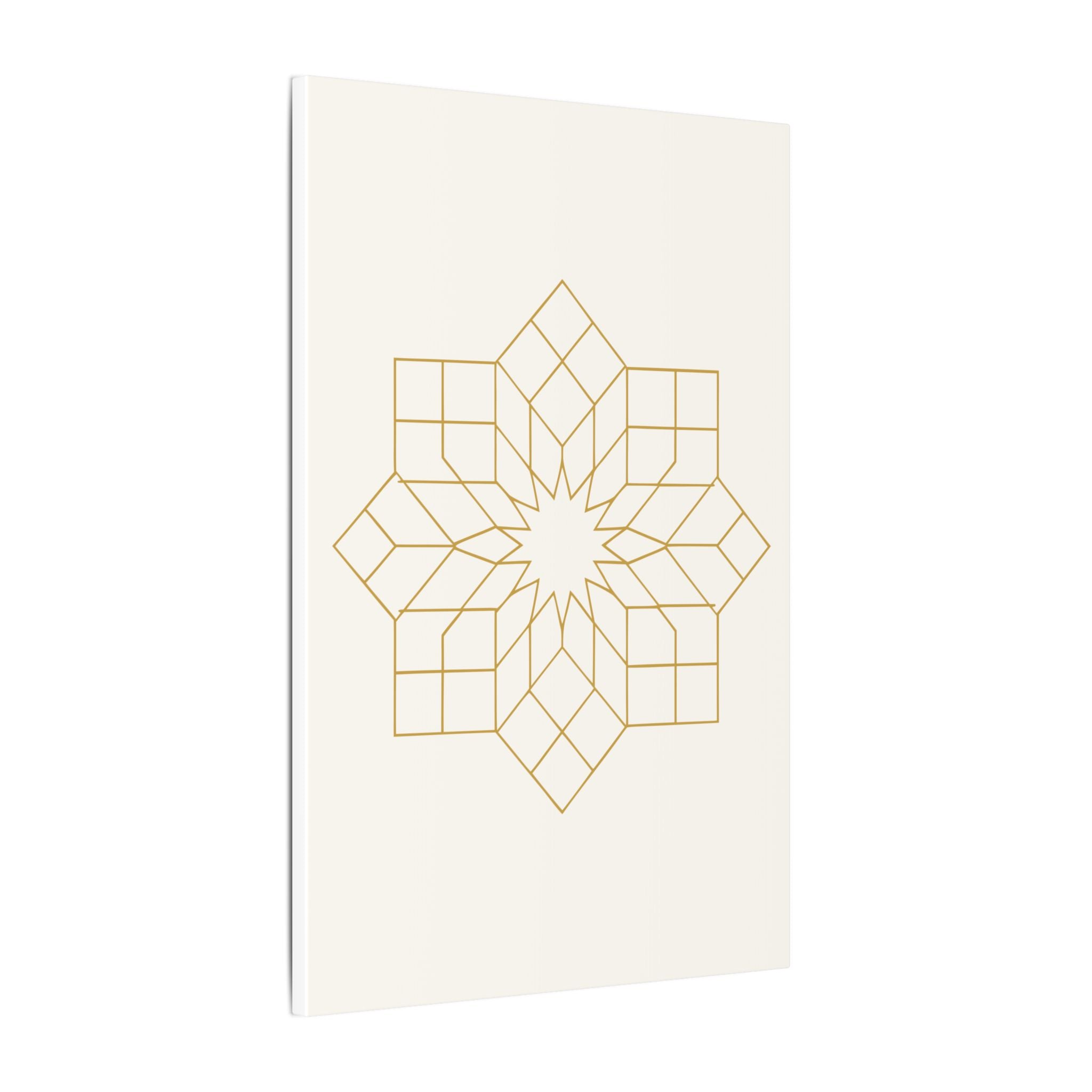 Islamic Canvas Wall Art, Girih Star Pattern, Gold Muslim Home Decor, Arabic Canvas Print, Nikah Wedding Gift, Ready to Hang