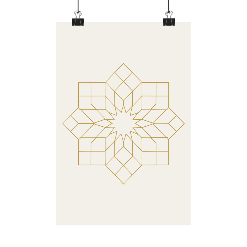 Islamic Wall Art, Geometric Girih Star Print, Gold Muslim Home Decor, Arabic Art Poster, Eid Ramadan Gift, Unframed Matte Print