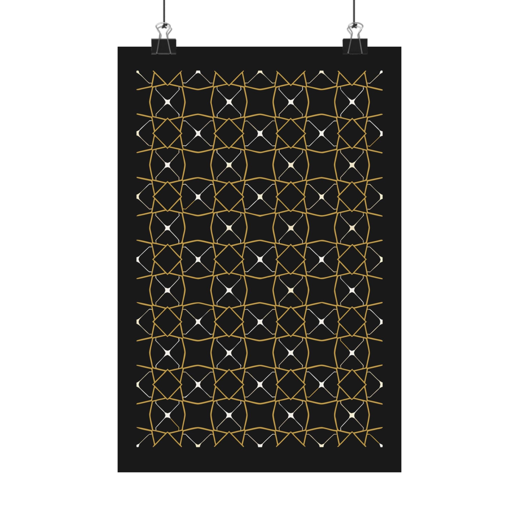 Islamic Wall Art, Zellige Tile Print, Gold Charcoal Muslim Home Decor, Moroccan Art Poster, Eid Ramadan Gift, Matte Print