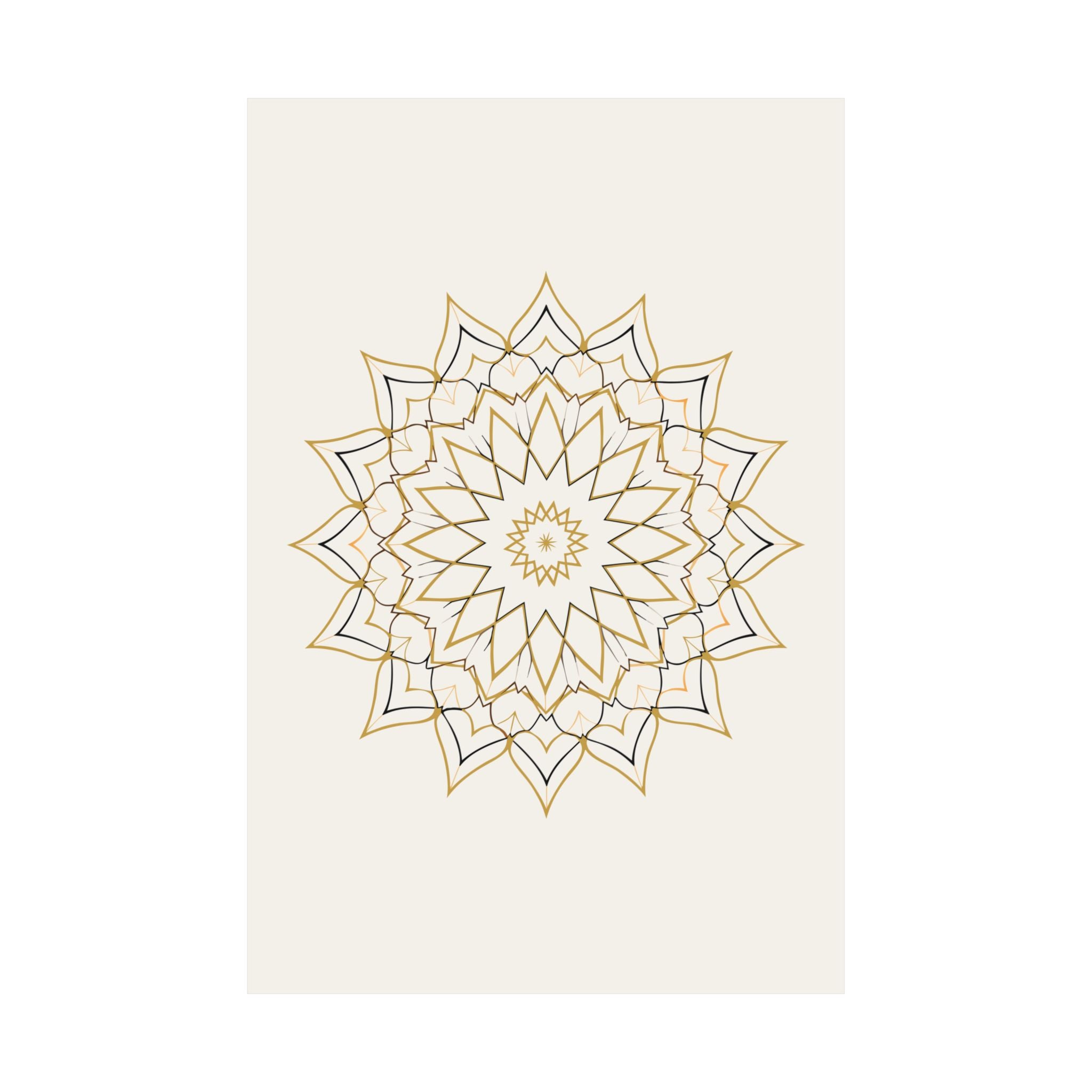 Islamic Wall Art, Geometric Rosette Print, Gold Muslim Home Decor, Arabic Art Poster, Eid Ramadan Gift, Unframed Matte Print
