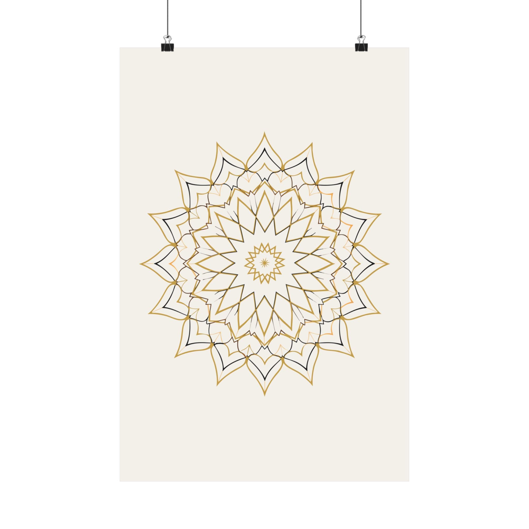 Islamic Wall Art, Geometric Rosette Print, Gold Muslim Home Decor, Arabic Art Poster, Eid Ramadan Gift, Unframed Matte Print