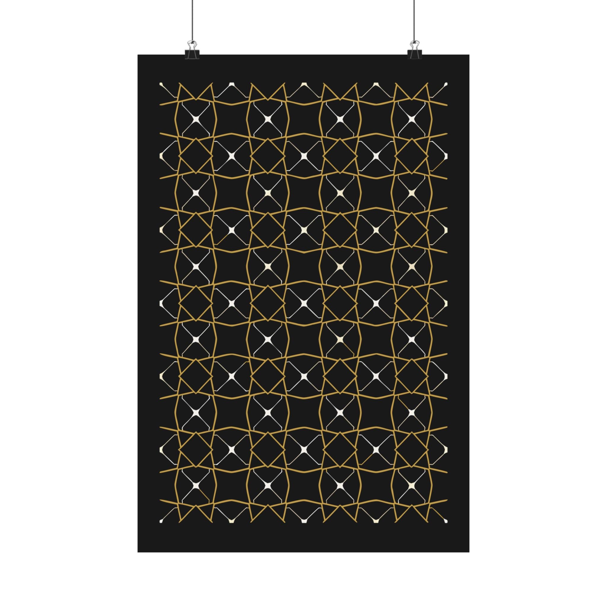 Islamic Wall Art, Zellige Tile Print, Gold Charcoal Muslim Home Decor, Moroccan Art Poster, Eid Ramadan Gift, Matte Print
