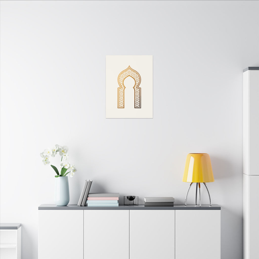 Islamic Canvas Wall Art, Mihrab Arch Print, Gold Muslim Home Decor, Arabic Canvas Print, Nikah Wedding Gift, Ready to Hang
