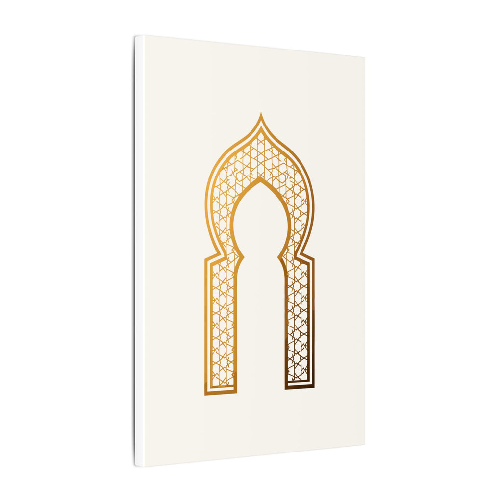 Islamic Canvas Wall Art, Mihrab Arch Print, Gold Muslim Home Decor, Arabic Canvas Print, Nikah Wedding Gift, Ready to Hang
