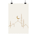 Islamic Wall Art, Mosque Skyline Print, Gold Muslim Home Decor, Minimalist Arabic Poster, Eid Ramadan Gift, Unframed Matte Print