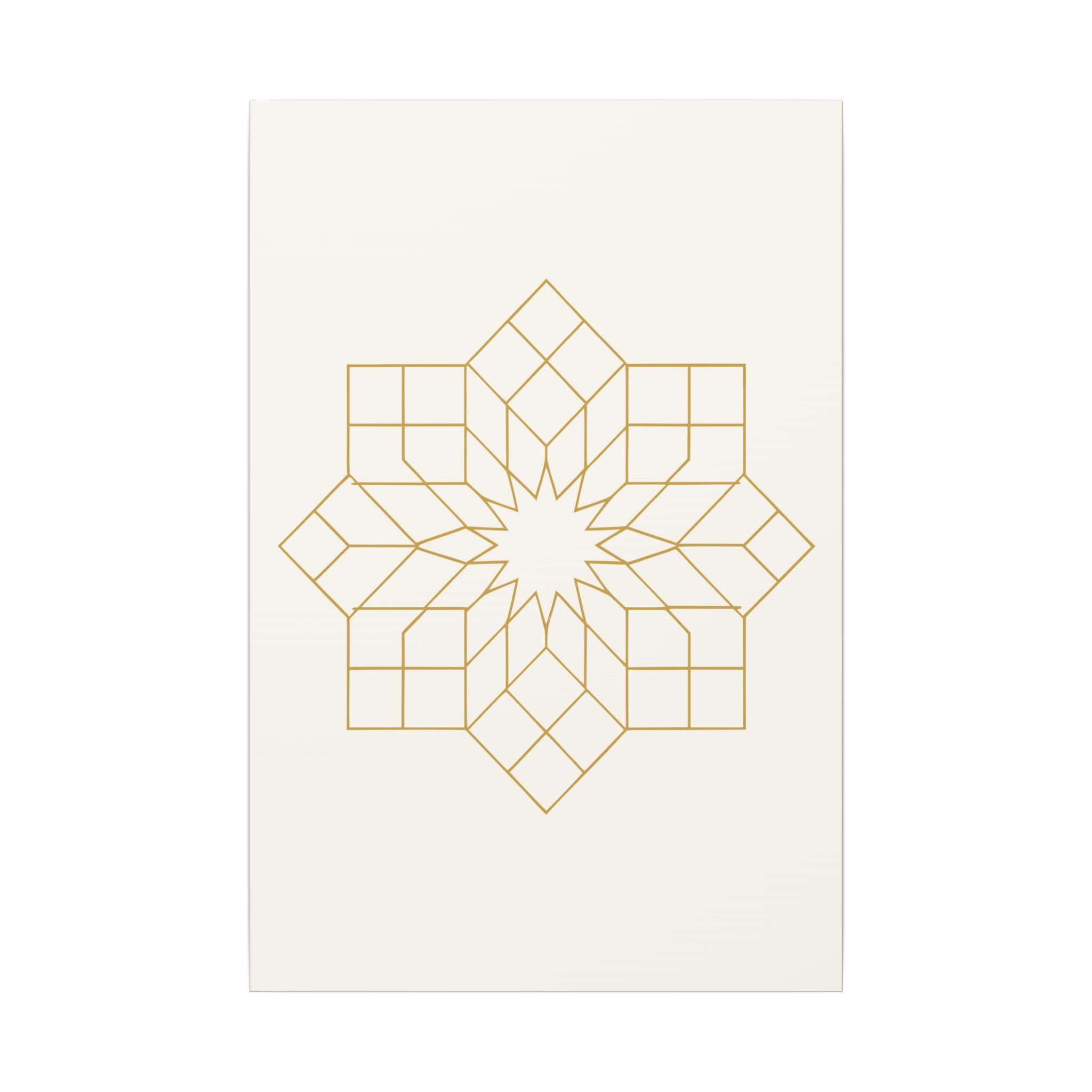 Islamic Canvas Wall Art, Girih Star Pattern, Gold Muslim Home Decor, Arabic Canvas Print, Nikah Wedding Gift, Ready to Hang