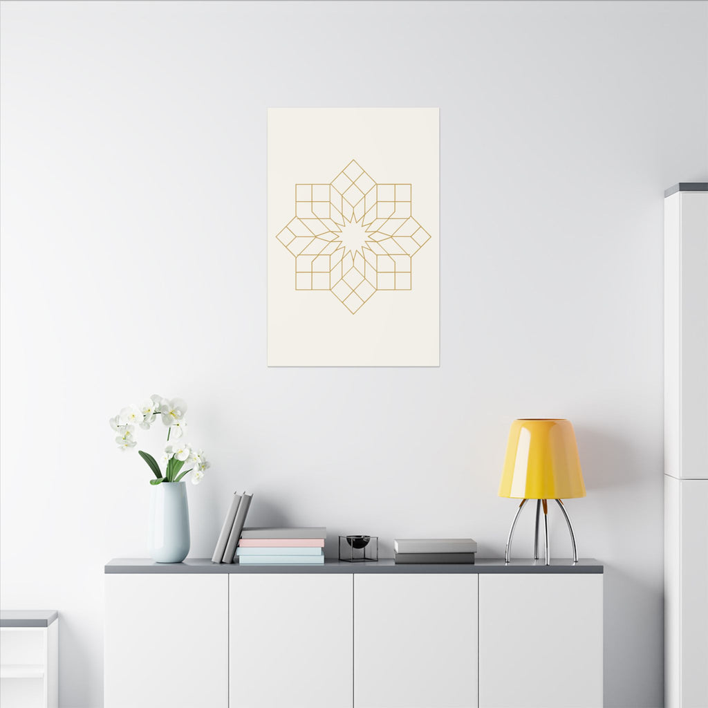 Islamic Canvas Wall Art, Girih Star Pattern, Gold Muslim Home Decor, Arabic Canvas Print, Nikah Wedding Gift, Ready to Hang
