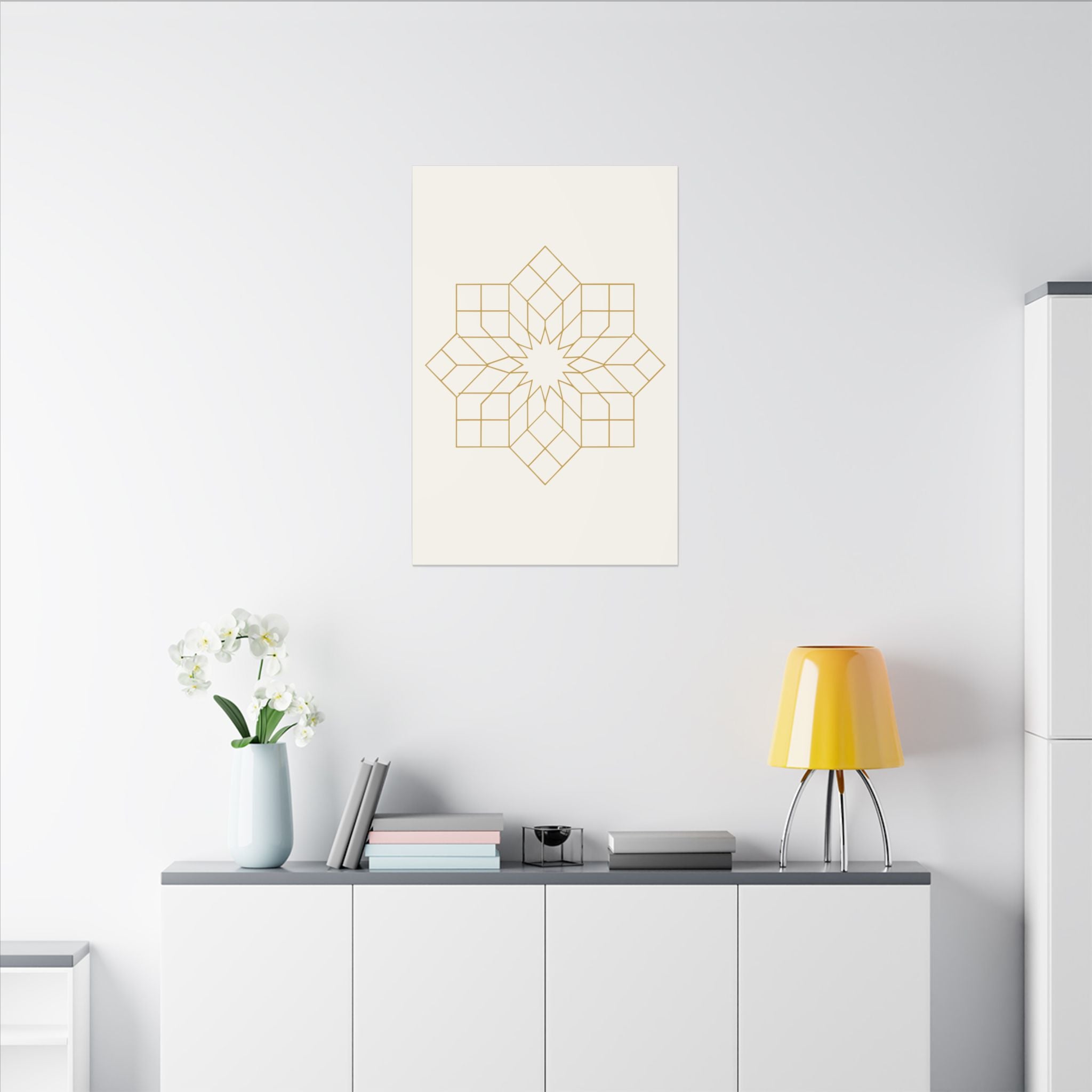 Islamic Canvas Wall Art, Girih Star Pattern, Gold Muslim Home Decor, Arabic Canvas Print, Nikah Wedding Gift, Ready to Hang