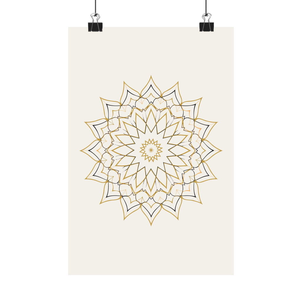 Islamic Wall Art, Geometric Rosette Print, Gold Muslim Home Decor, Arabic Art Poster, Eid Ramadan Gift, Unframed Matte Print