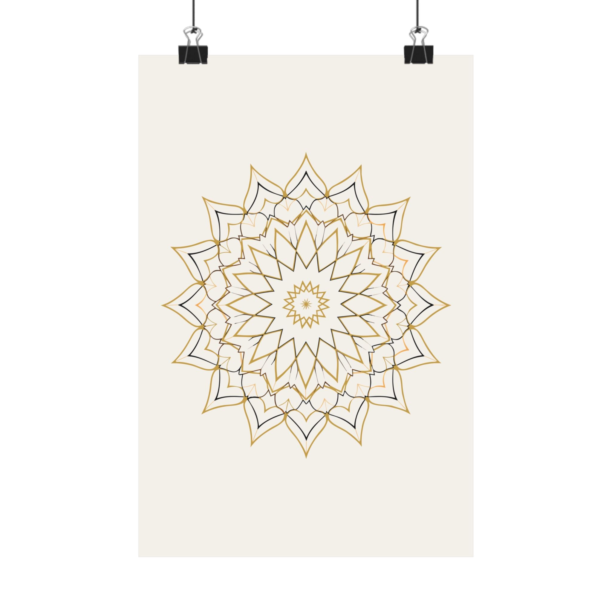 Islamic Wall Art, Geometric Rosette Print, Gold Muslim Home Decor, Arabic Art Poster, Eid Ramadan Gift, Unframed Matte Print