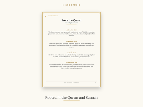 A verse from the Qur'an on the reward of giving, Surah al Baqarah verse 261